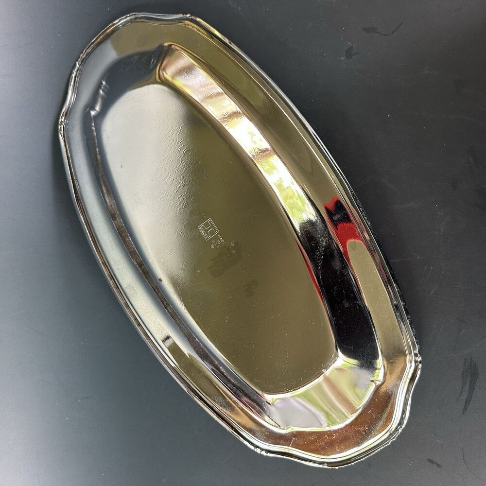 Vintage Irvinware Stainless Steel Chrome Etched Bread/Trinket Tray